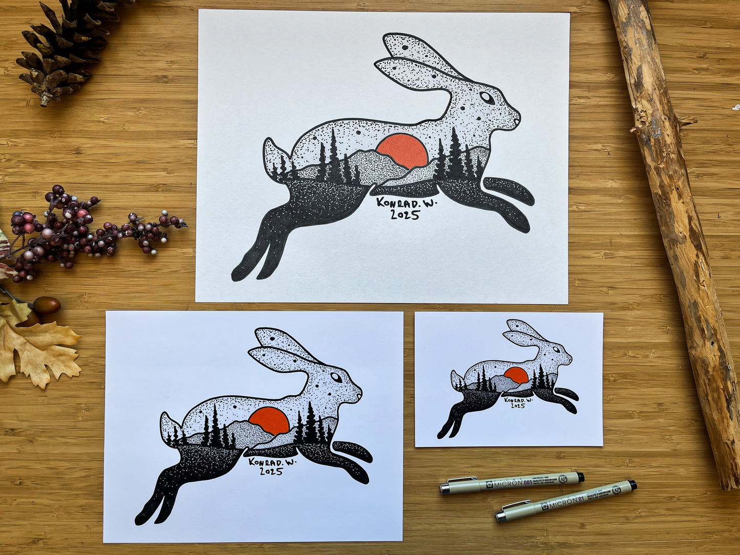 Jumping Hare - Pen and Ink PRINT