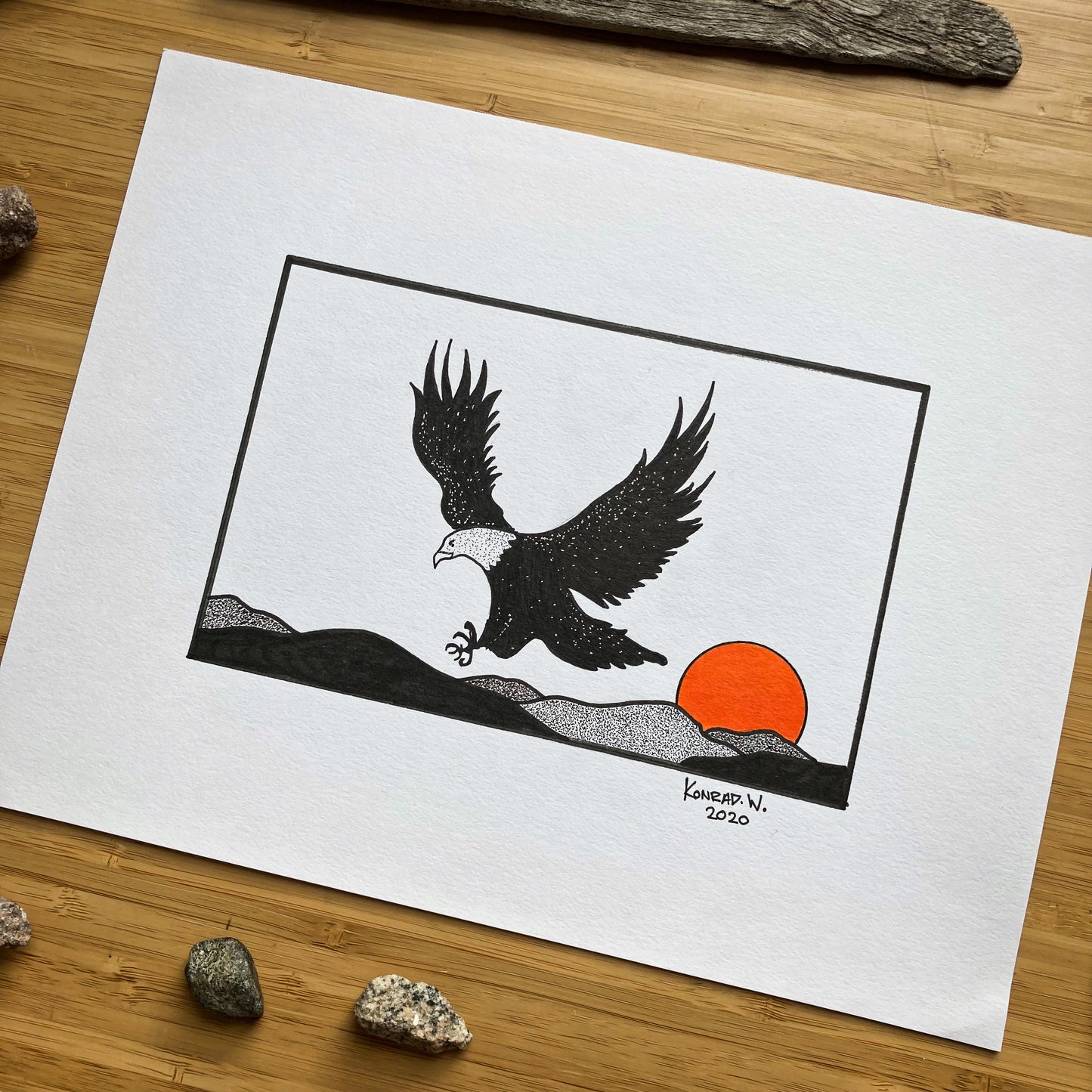 The Majestic Eagle - ORIGINAL 8.5x11 Pen and Ink Illustration