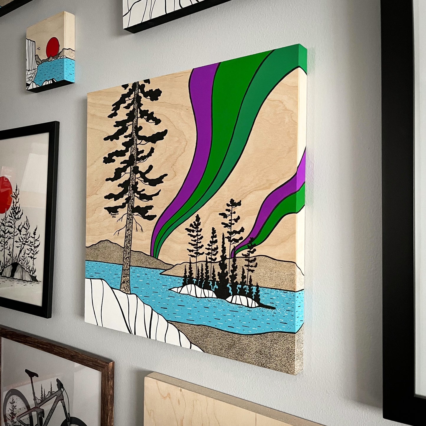 Algoma Aurora - ORIGINAL 16x16 Wood Panel Illustration