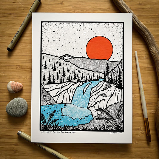 Lake Superior Provincial Park, Agawa Falls - Pen and Ink PRINT