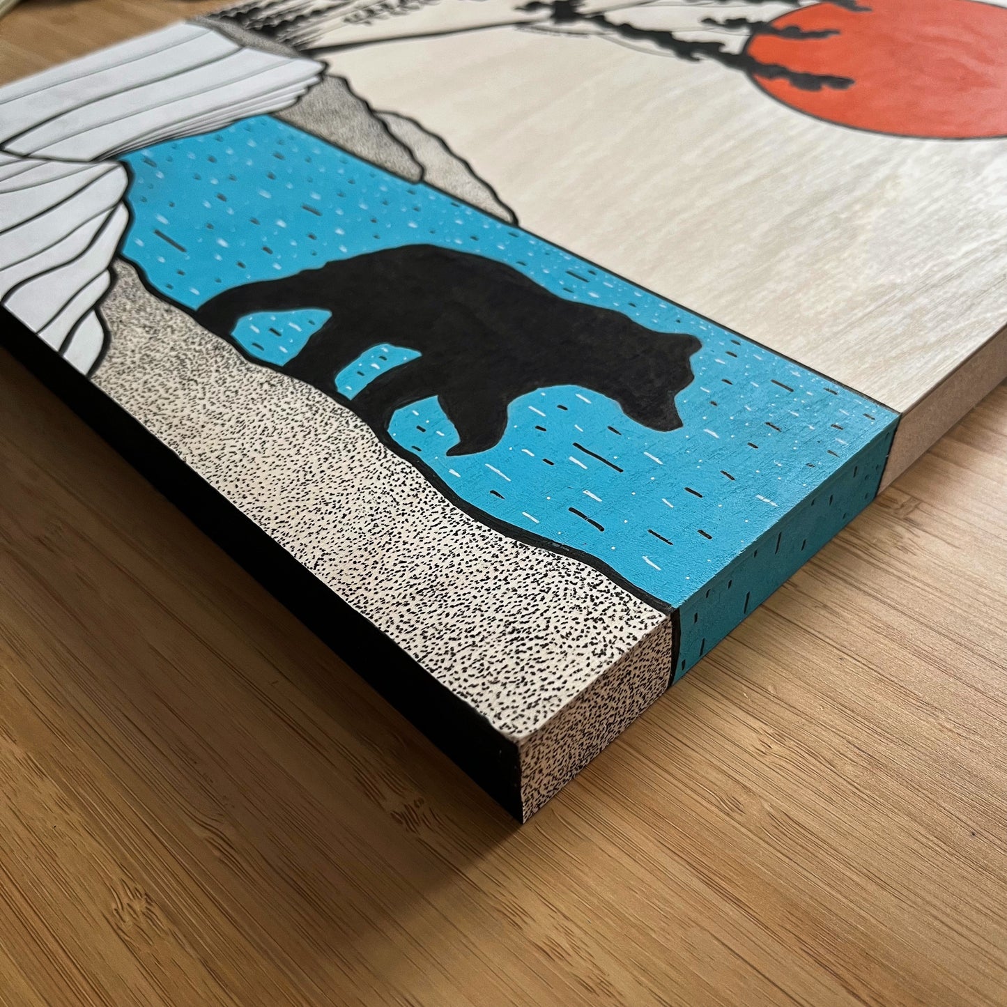 The Shore Bear - ORIGINAL 12x16 Wood Panel Illustration