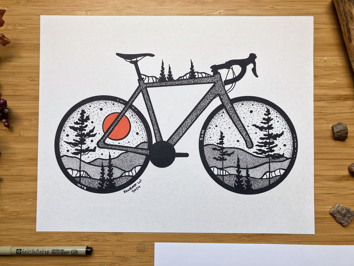 Road Bike - Pen and Ink PRINT (2024 Design)