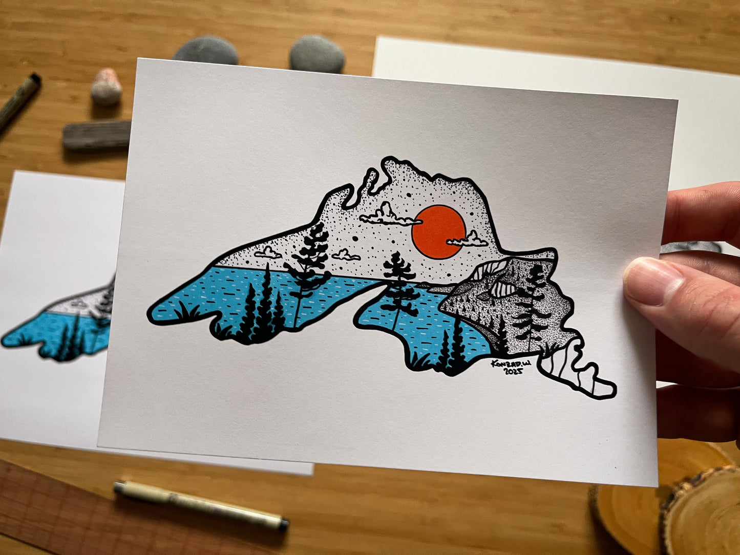 Lake Superior Gros Cap - Pen and Ink PRINT