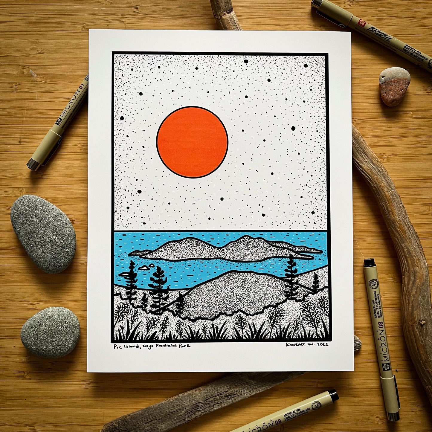 Neys Provincial Park, Pic Island - Pen and Ink PRINT