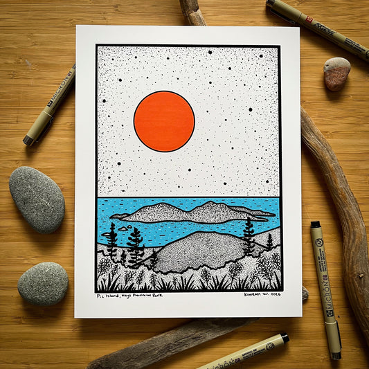 Neys Provincial Park, Pic Island - Pen and Ink PRINT