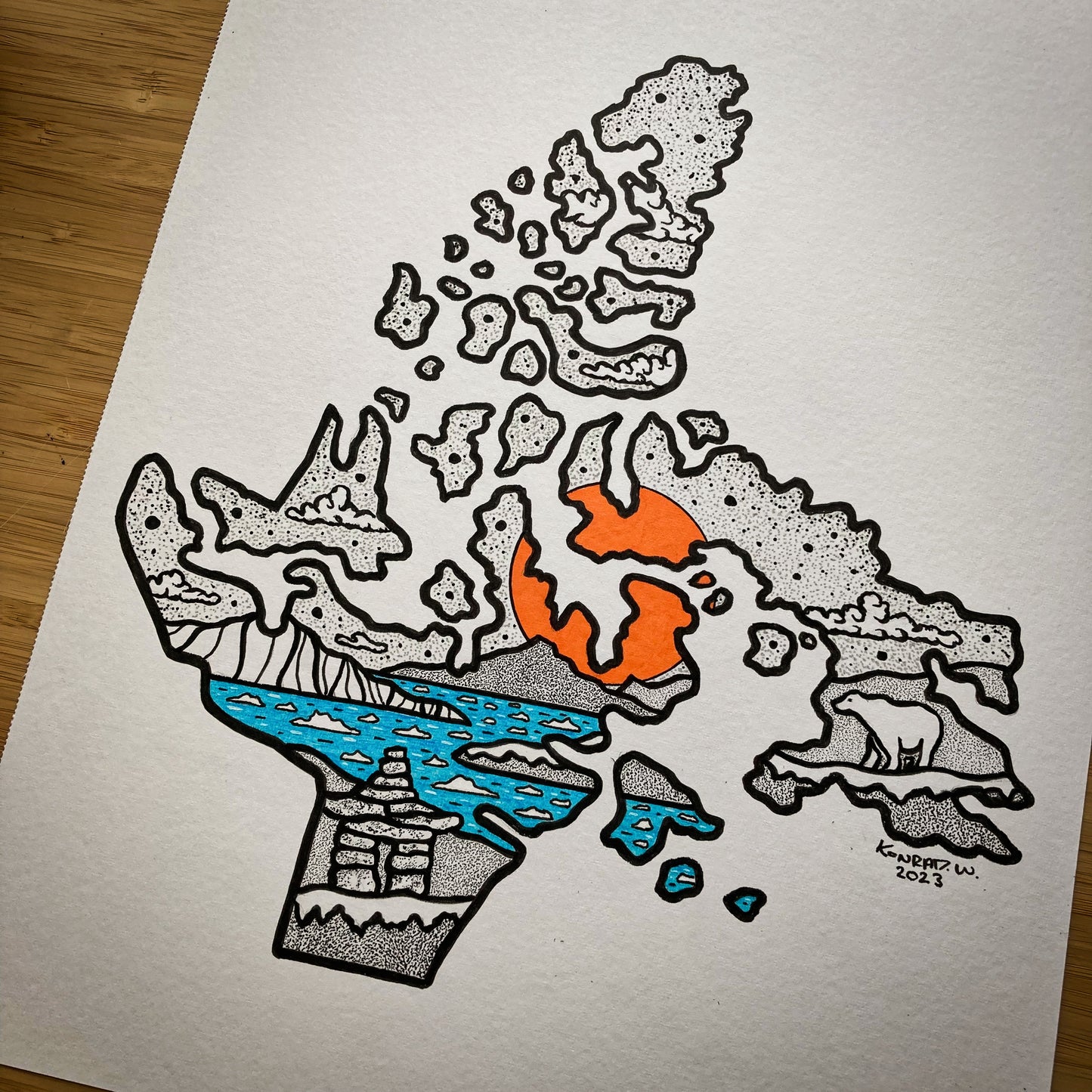 Nunavut Territory - 11x14 ORIGINAL Pen and Ink Illustration