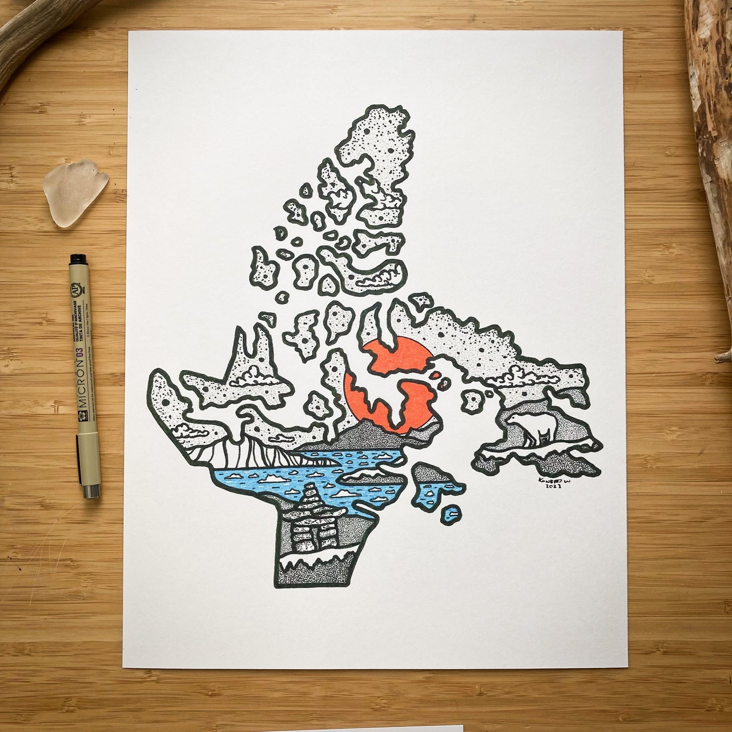 Nunavut Territory - Pen and Ink PRINT