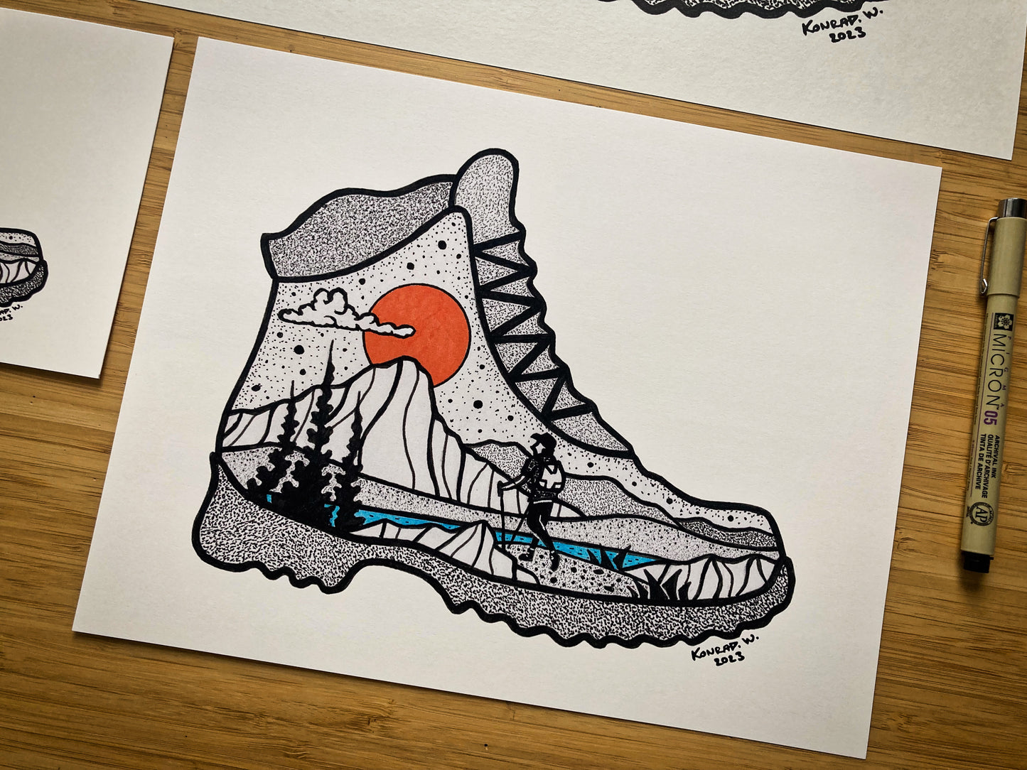 Hiking Boot (2023 Design) - Pen and Ink PRINT