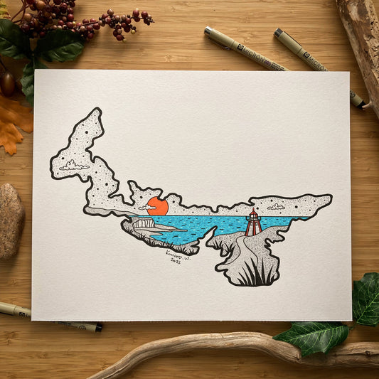 The Province of Prince Edward Island - 11x14 ORIGINAL Pen and Ink Illustration