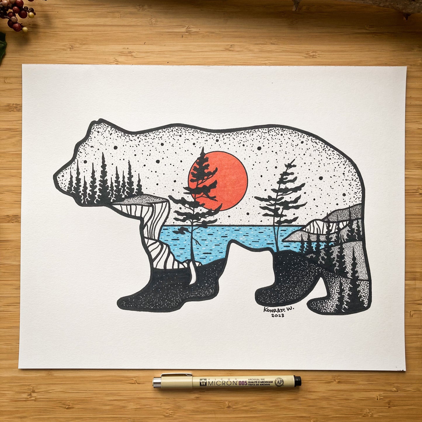 Bear Silhouette (2023 Edition) - Pen and Ink PRINT