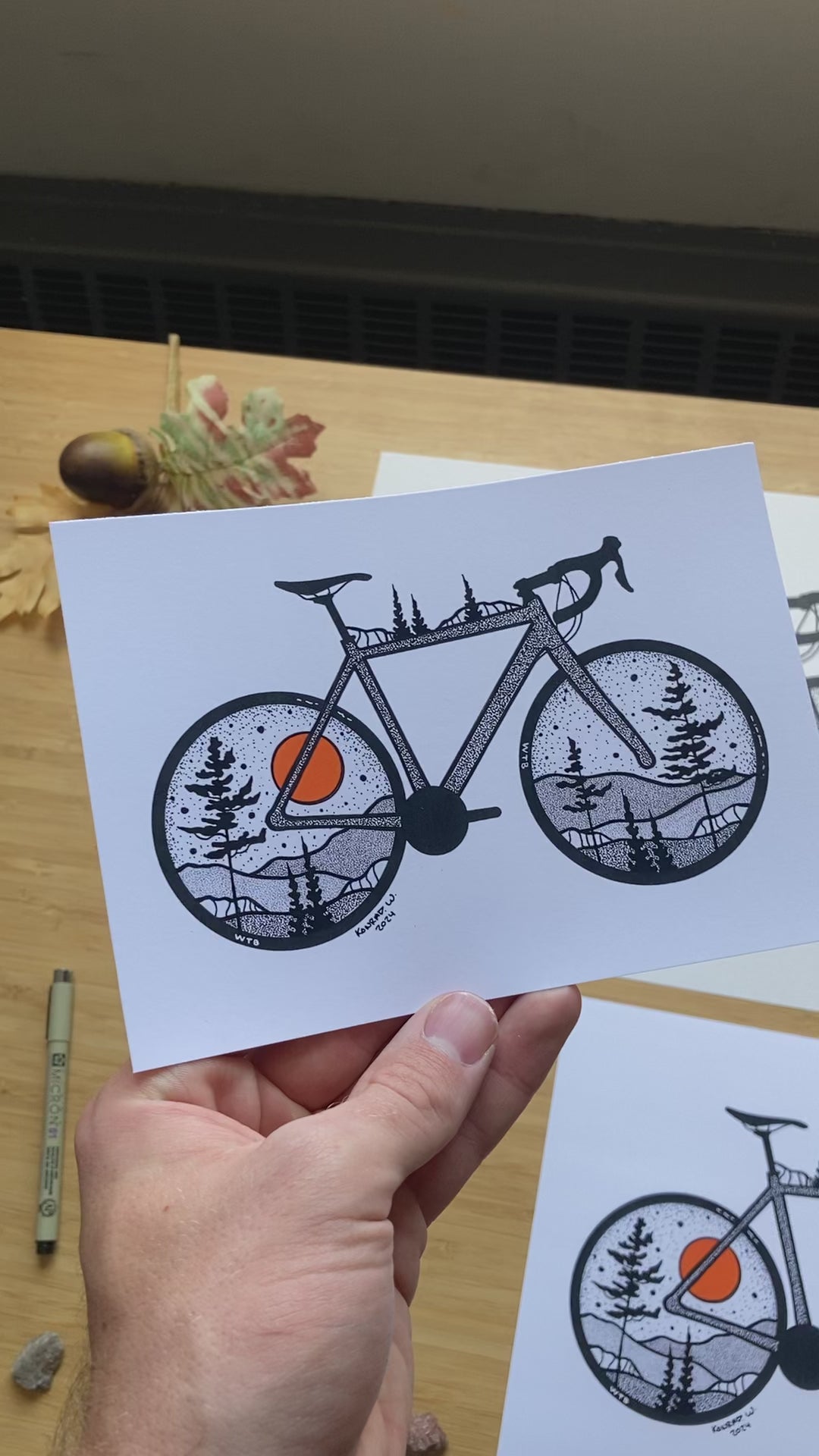 版画 リトグラフ「BICYCLE 」 Road Bike - Pen and Ink PRINT (2024 Design) – Konrad W. - Archival