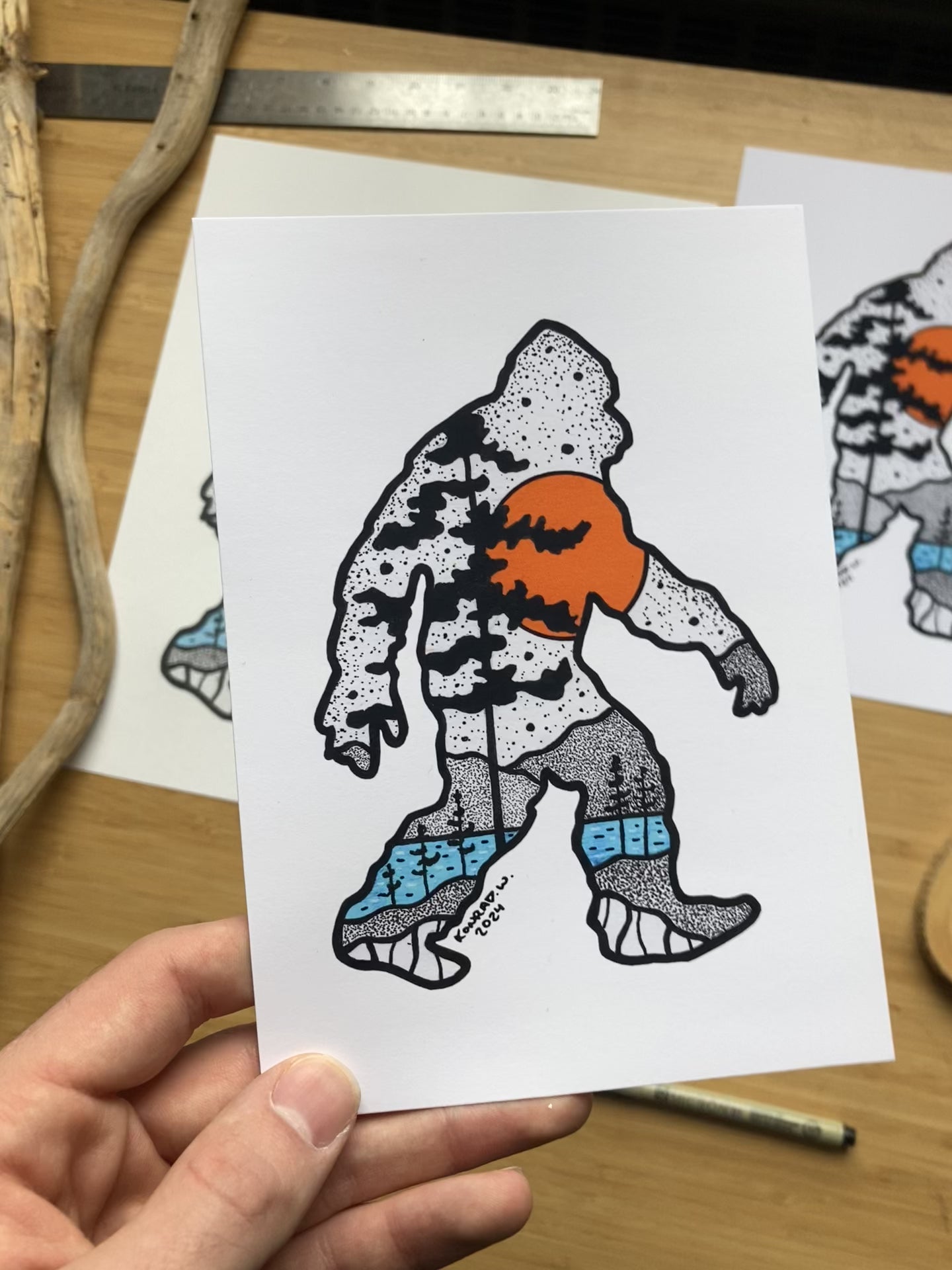 Sasquatch - Pen and Ink PRINT – Konrad W. - Archival Ink Artist