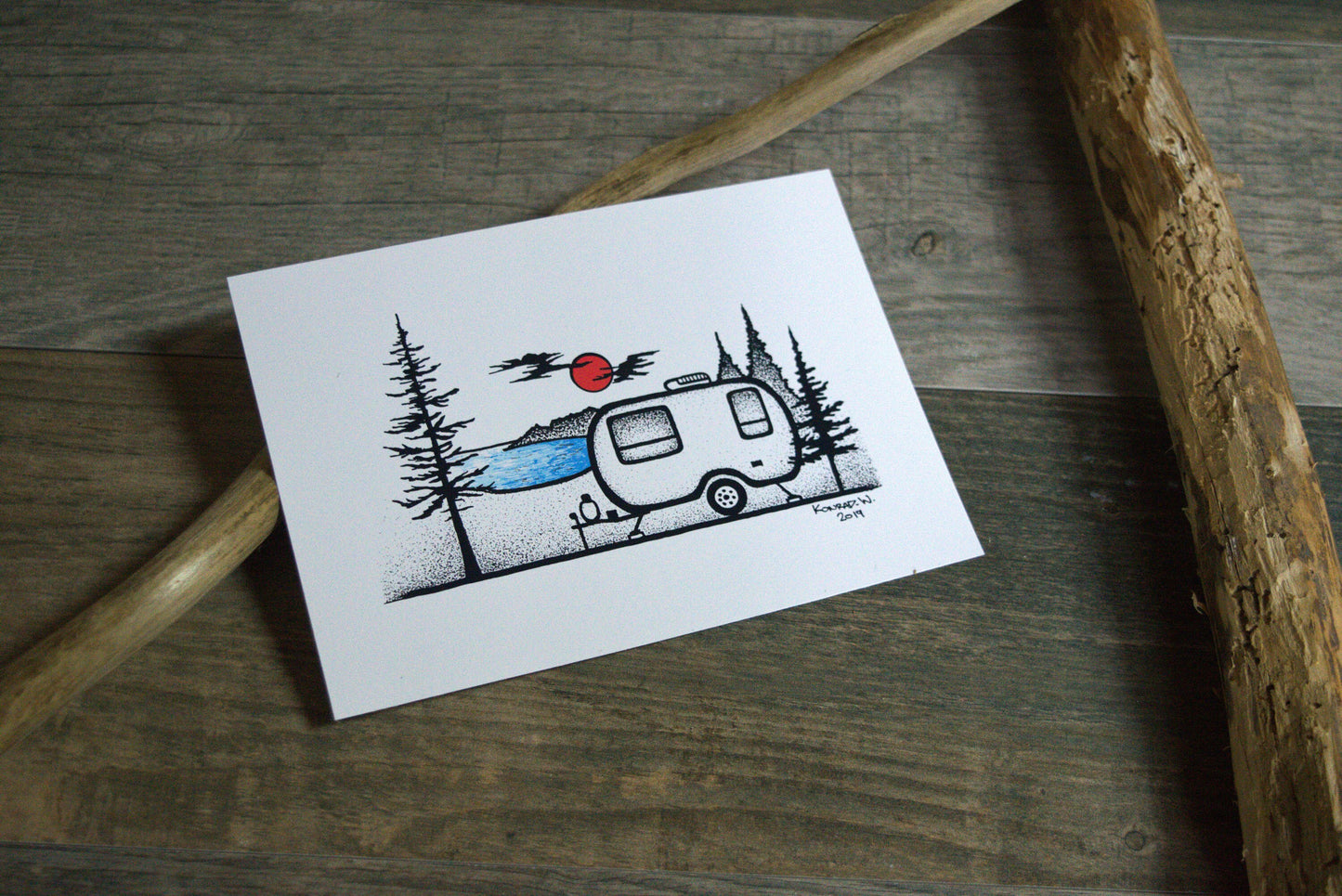 Camping Trailer - Pen and Ink PRINT