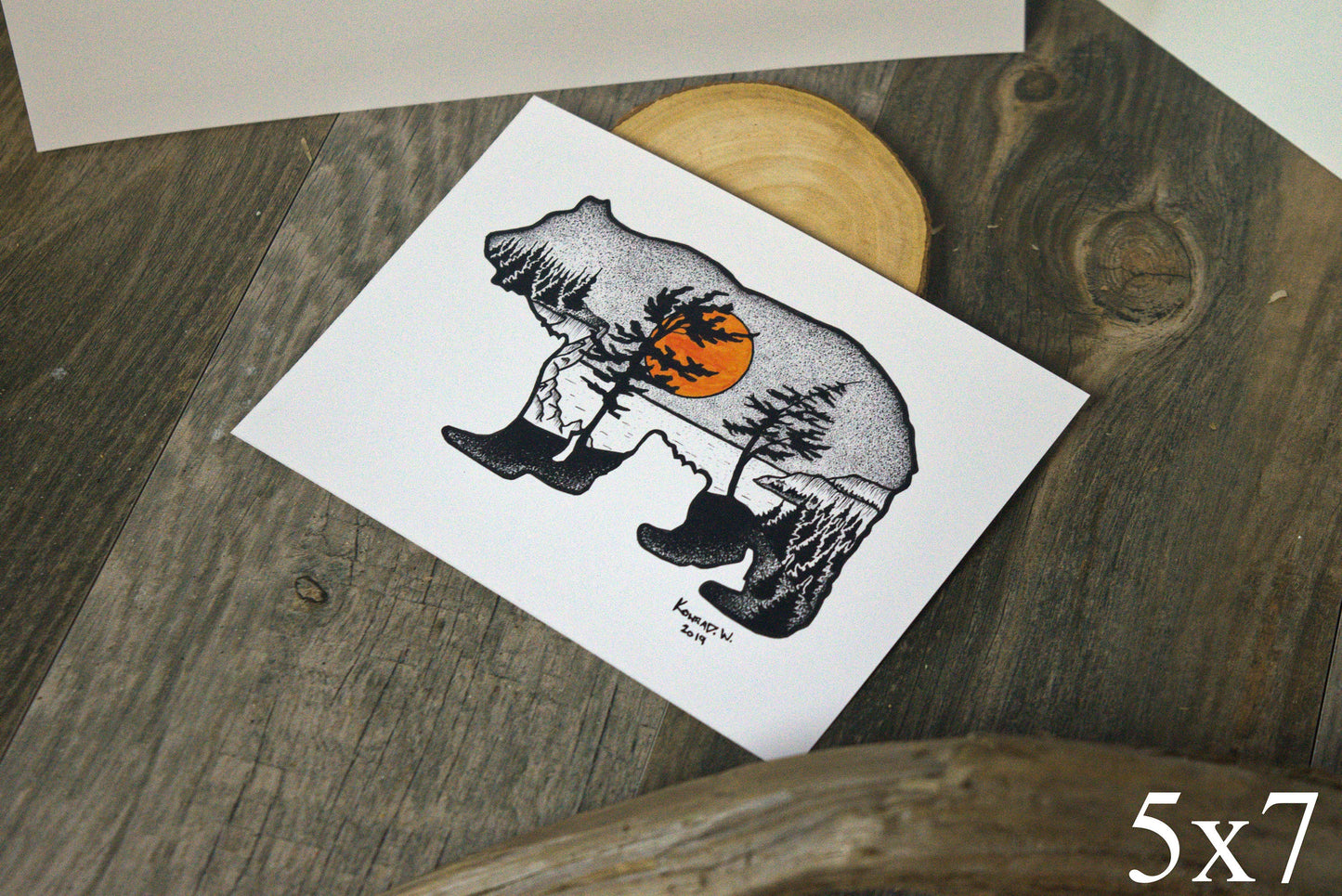 Bear Silhouette - Pen and Ink PRINT