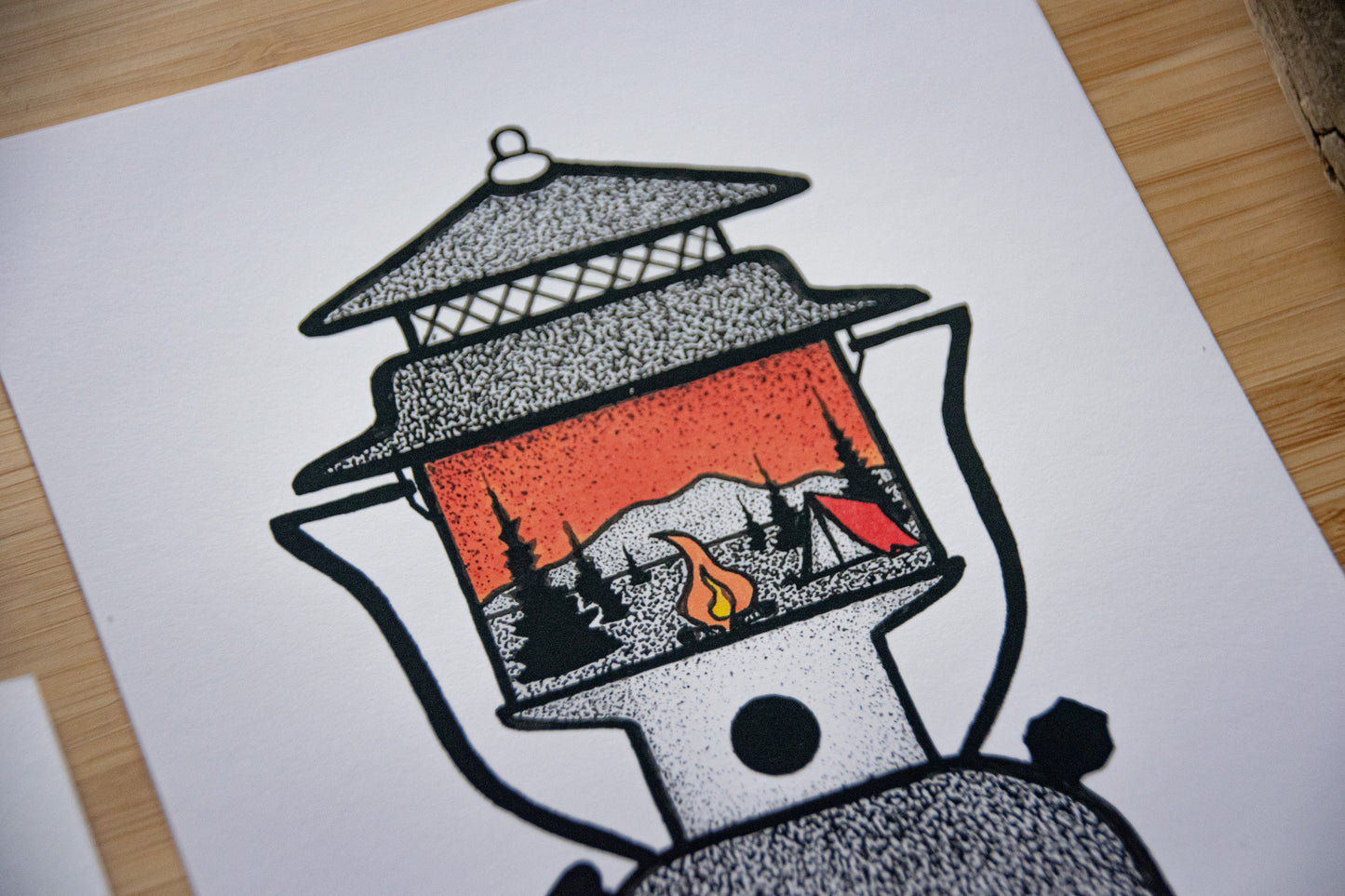 Camping Lantern - Pen and Ink PRINT