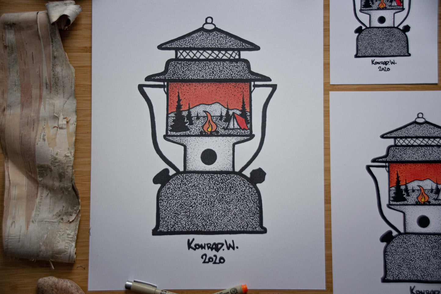 Camping Lantern - Pen and Ink PRINT