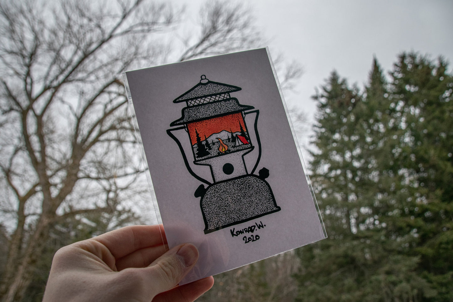 Camping Lantern - Pen and Ink PRINT