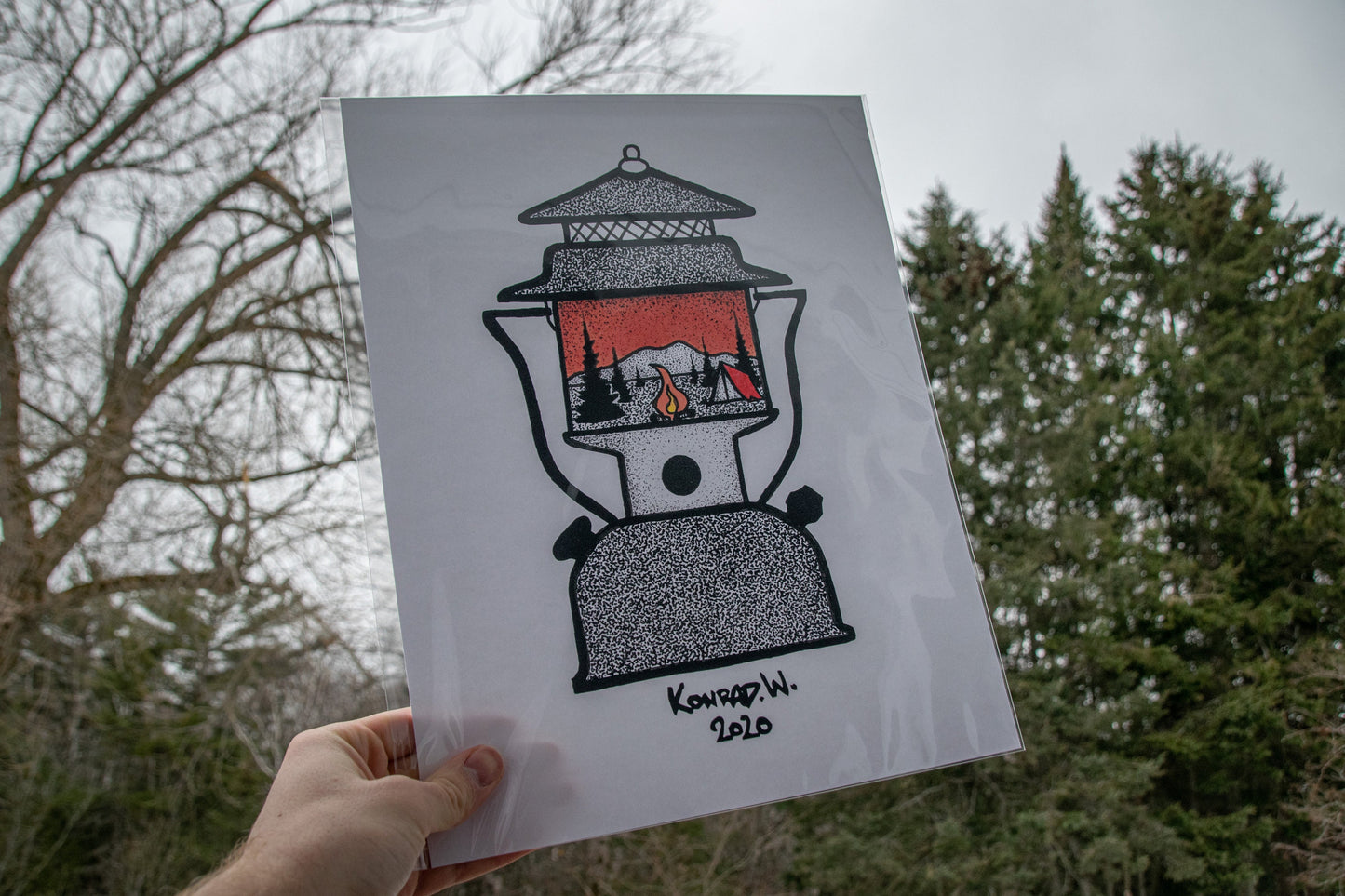 Camping Lantern - Pen and Ink PRINT