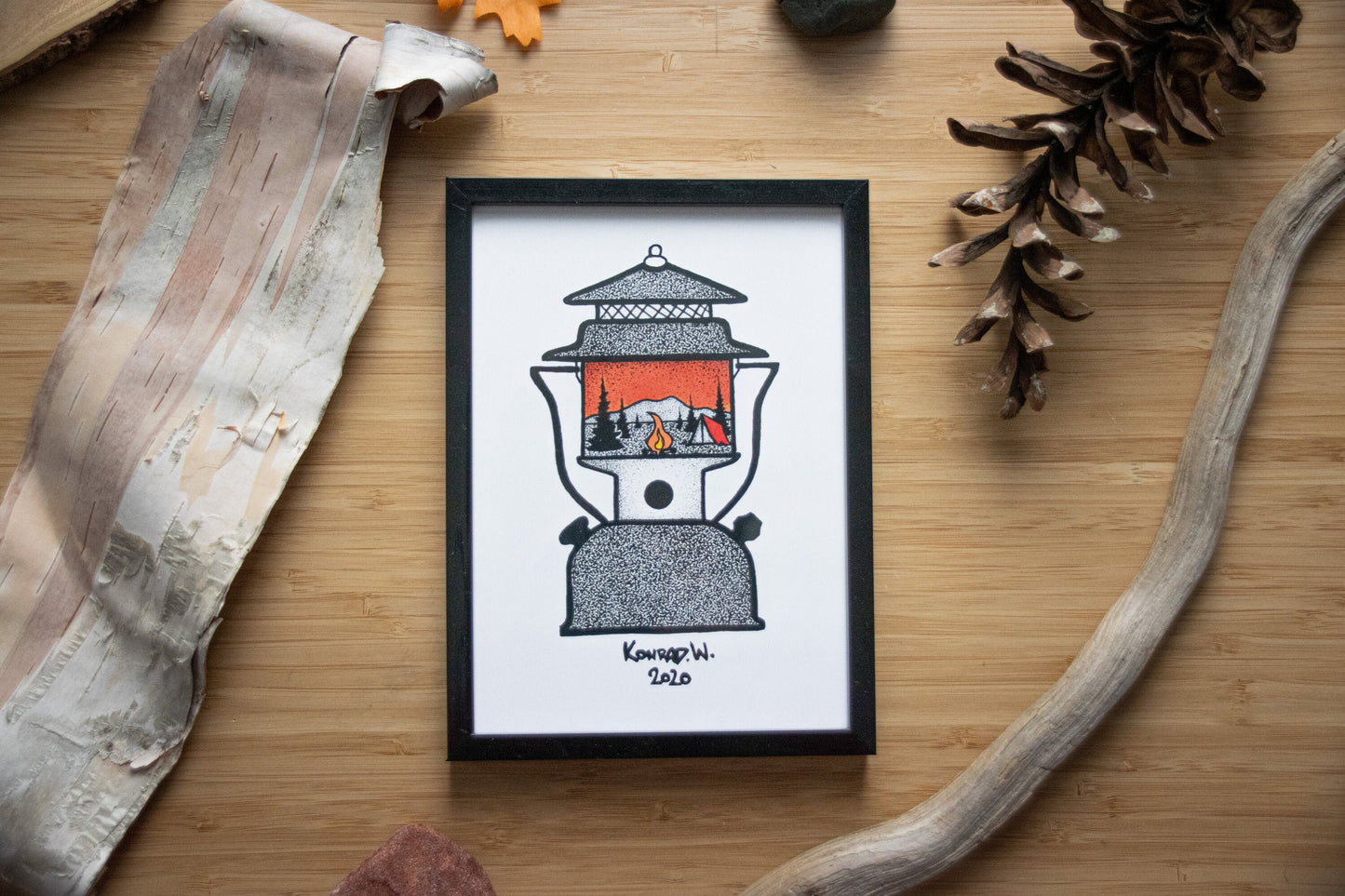 Camping Lantern - Pen and Ink PRINT