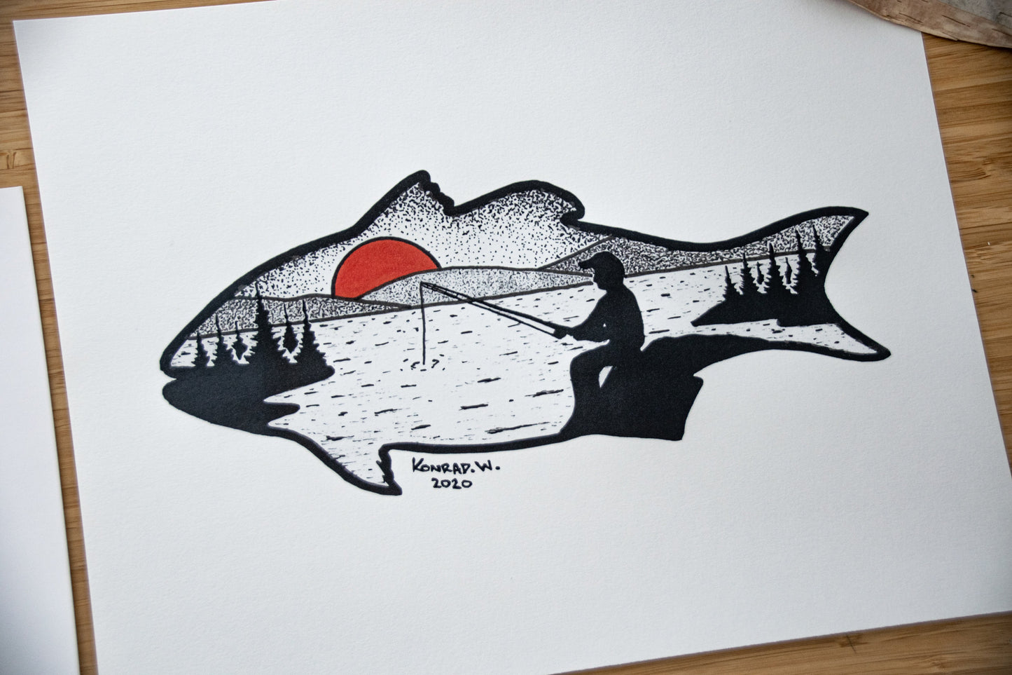 Fishing - Pen and Ink PRINT