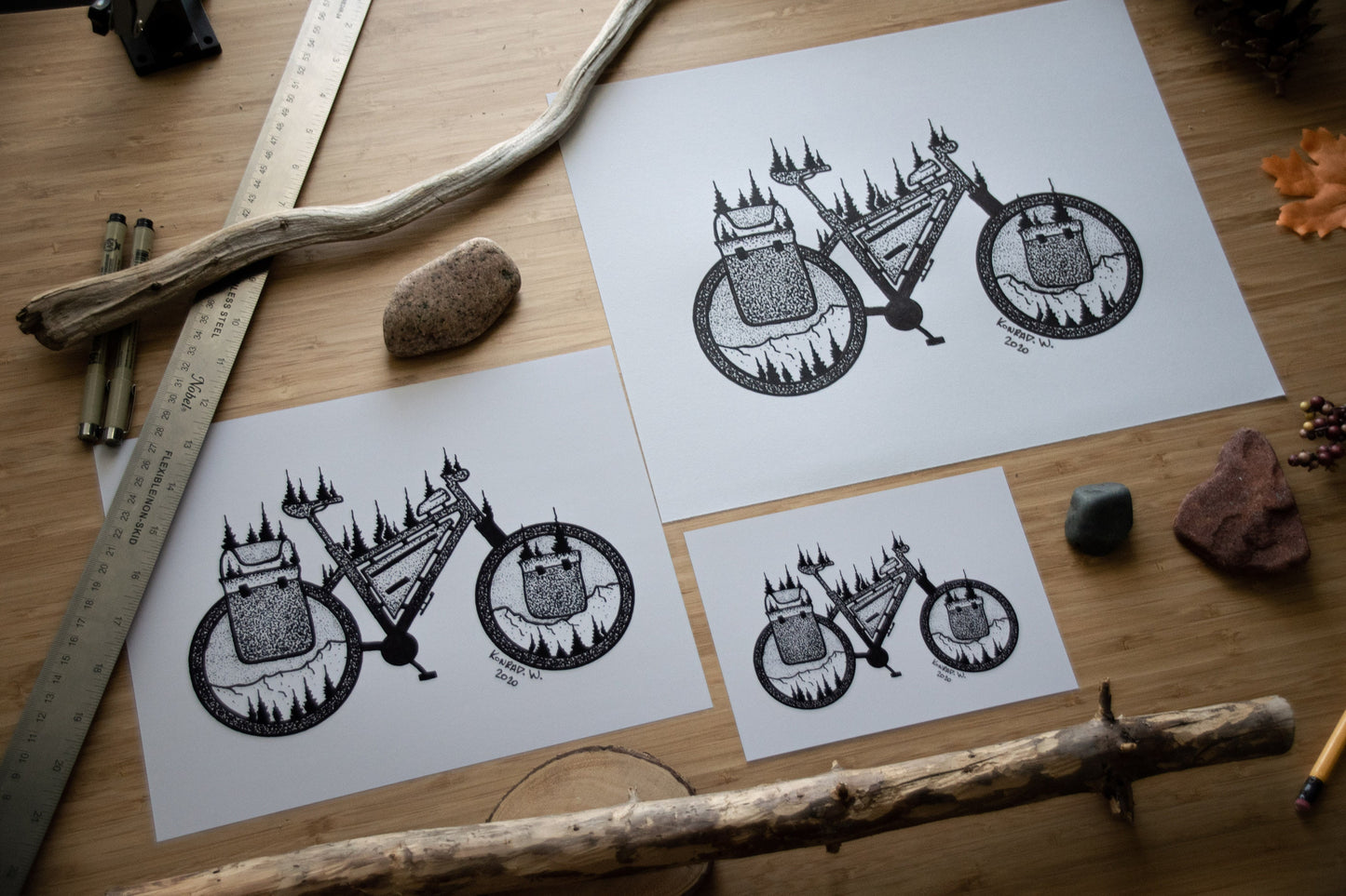 Bike Packing - Pen and Ink PRINT