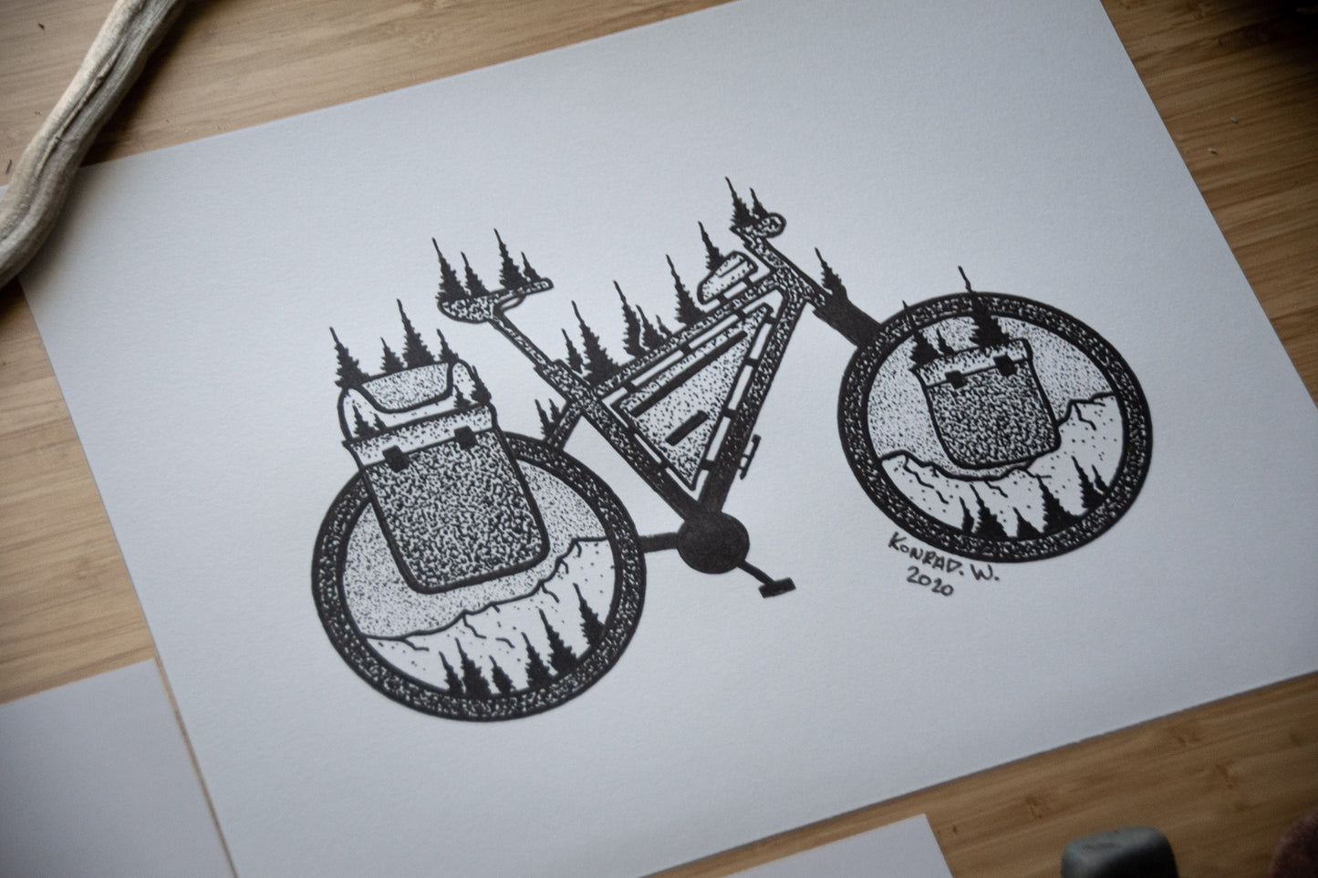 Bike Packing - Pen and Ink PRINT