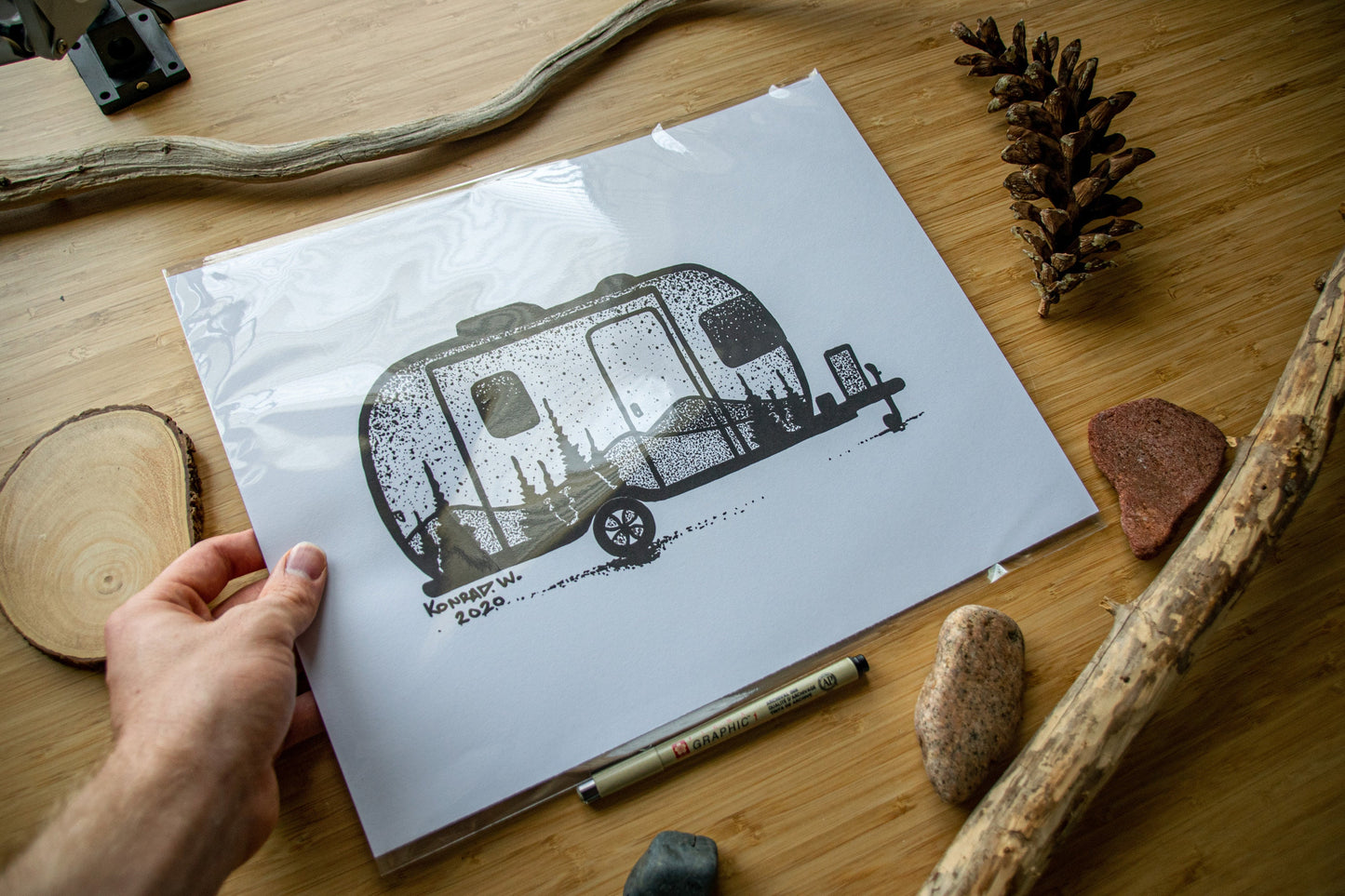 Airstream Trailer - Pen And Ink PRINT