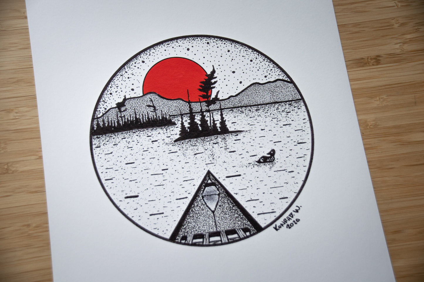 Canoeing - Pen and Ink PRINT