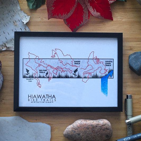 Hiawatha Bike Trail Map - Pen and Ink PRINT