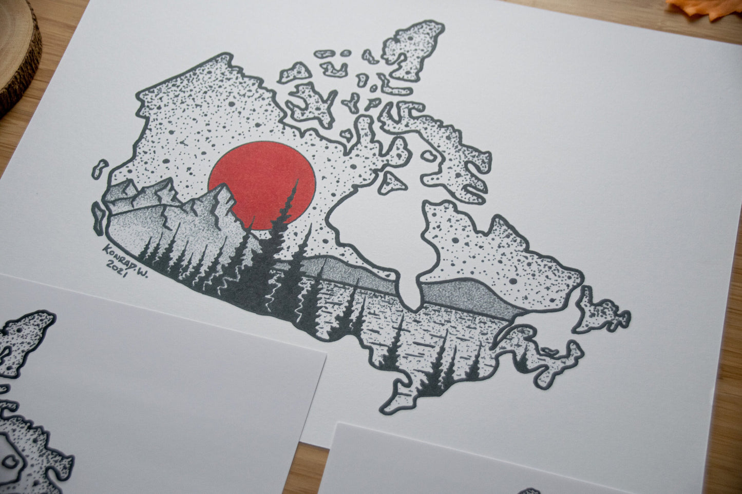 Canada Lakes & Mountains - Pen and Ink PRINT