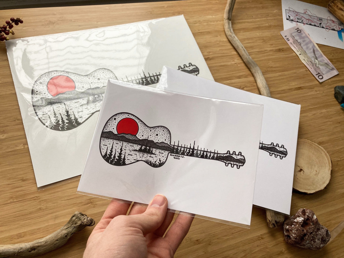 Guitar Silhouette - Pen and Ink PRINT