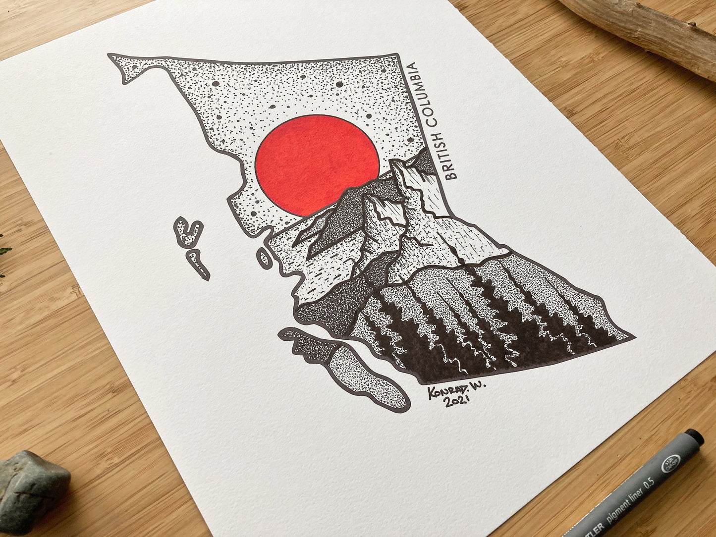 British Columbia Map - Pen and Ink Print