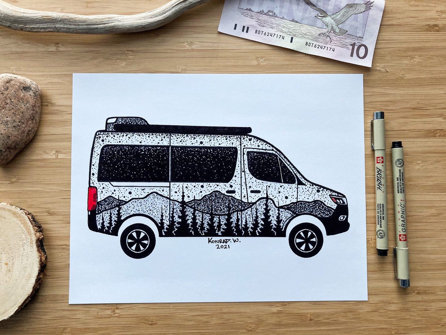 Sprinter Camper Van - Pen and Ink PRINT