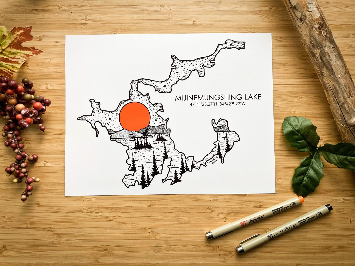 Lake Mijinemungshing - Pen and Ink PRINT