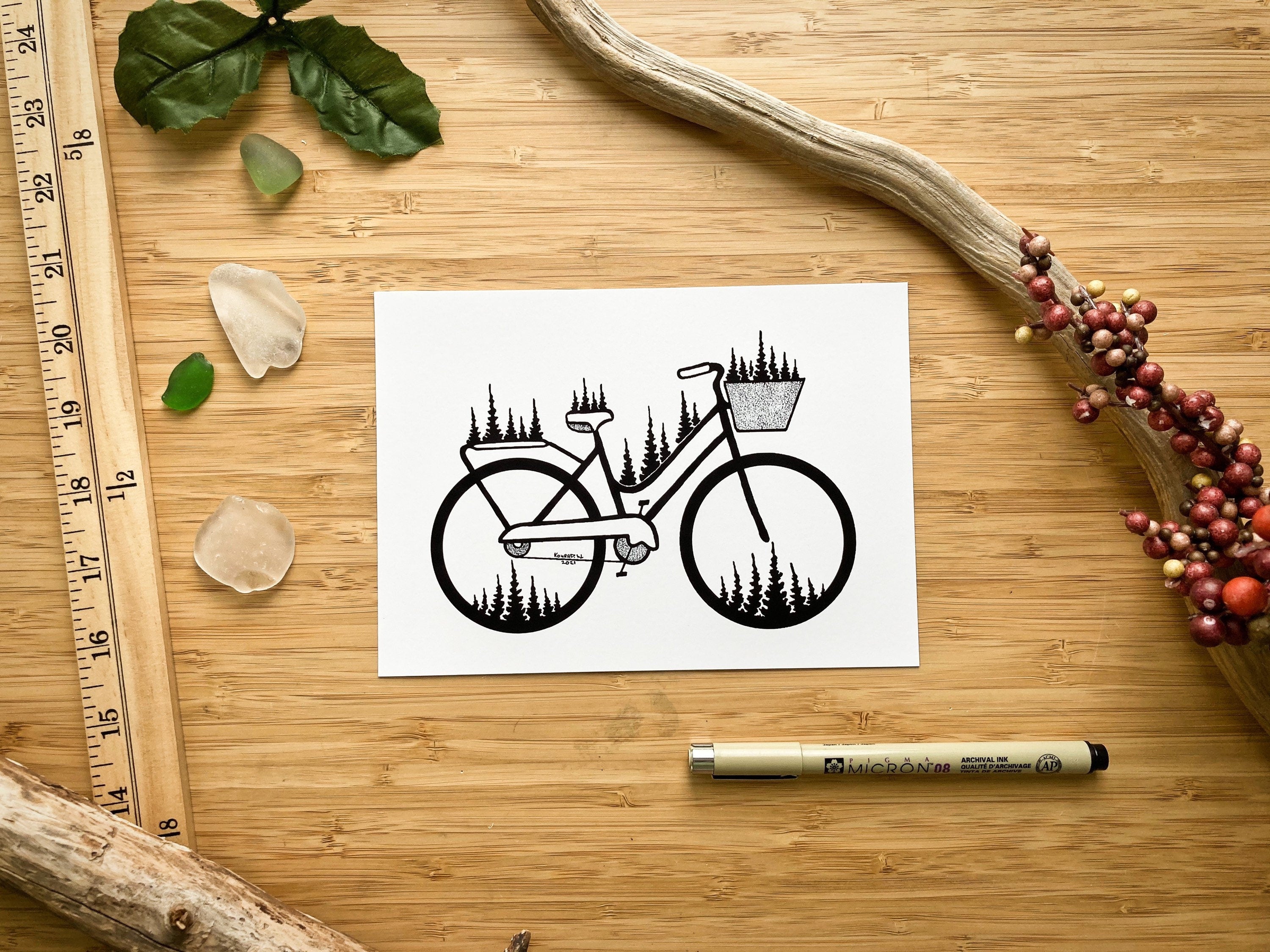 Bicycle - Pen and Ink PRINT – Naturally Illustrated