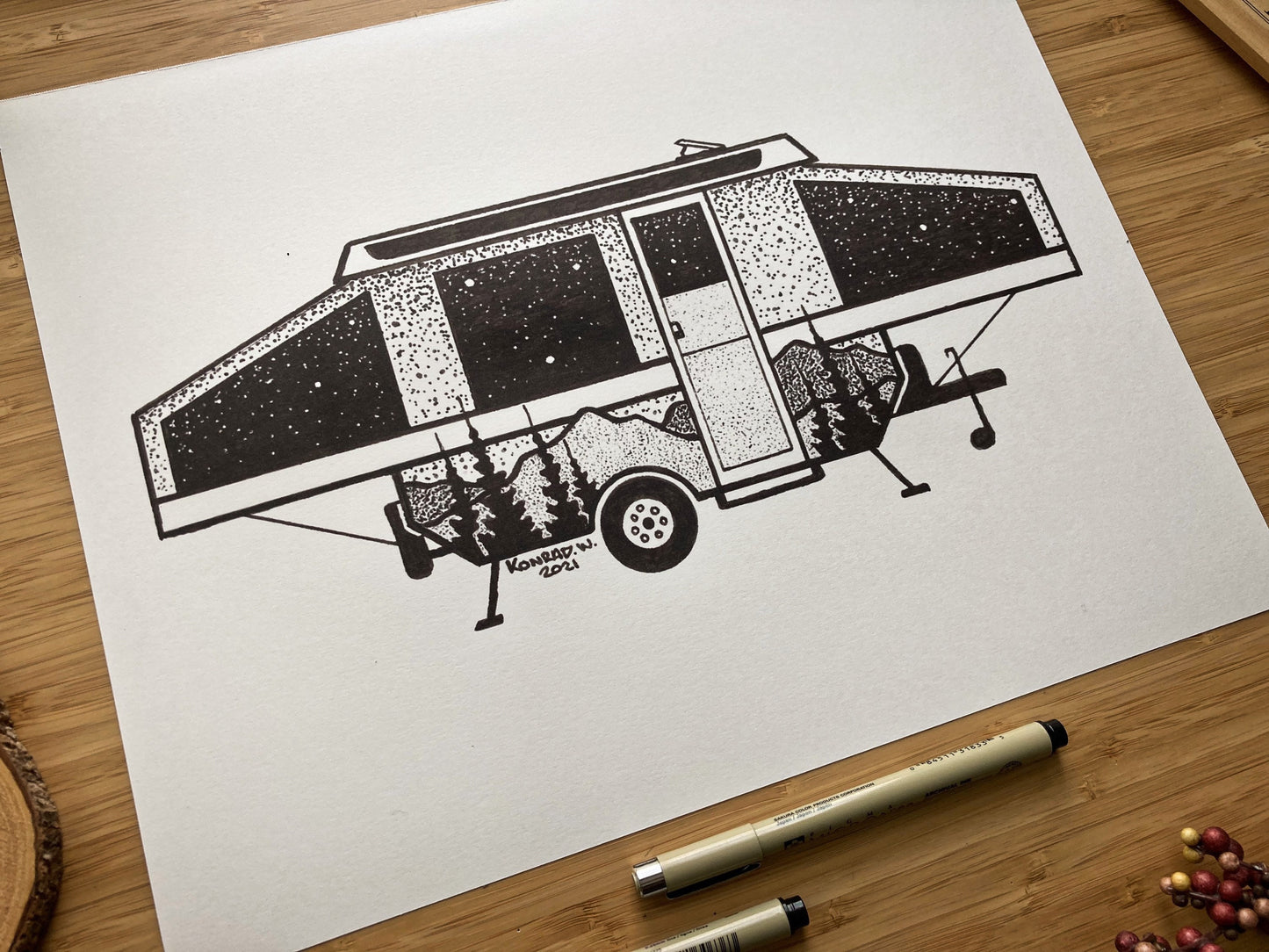 Tent Trailer - Pen and Ink PRINT