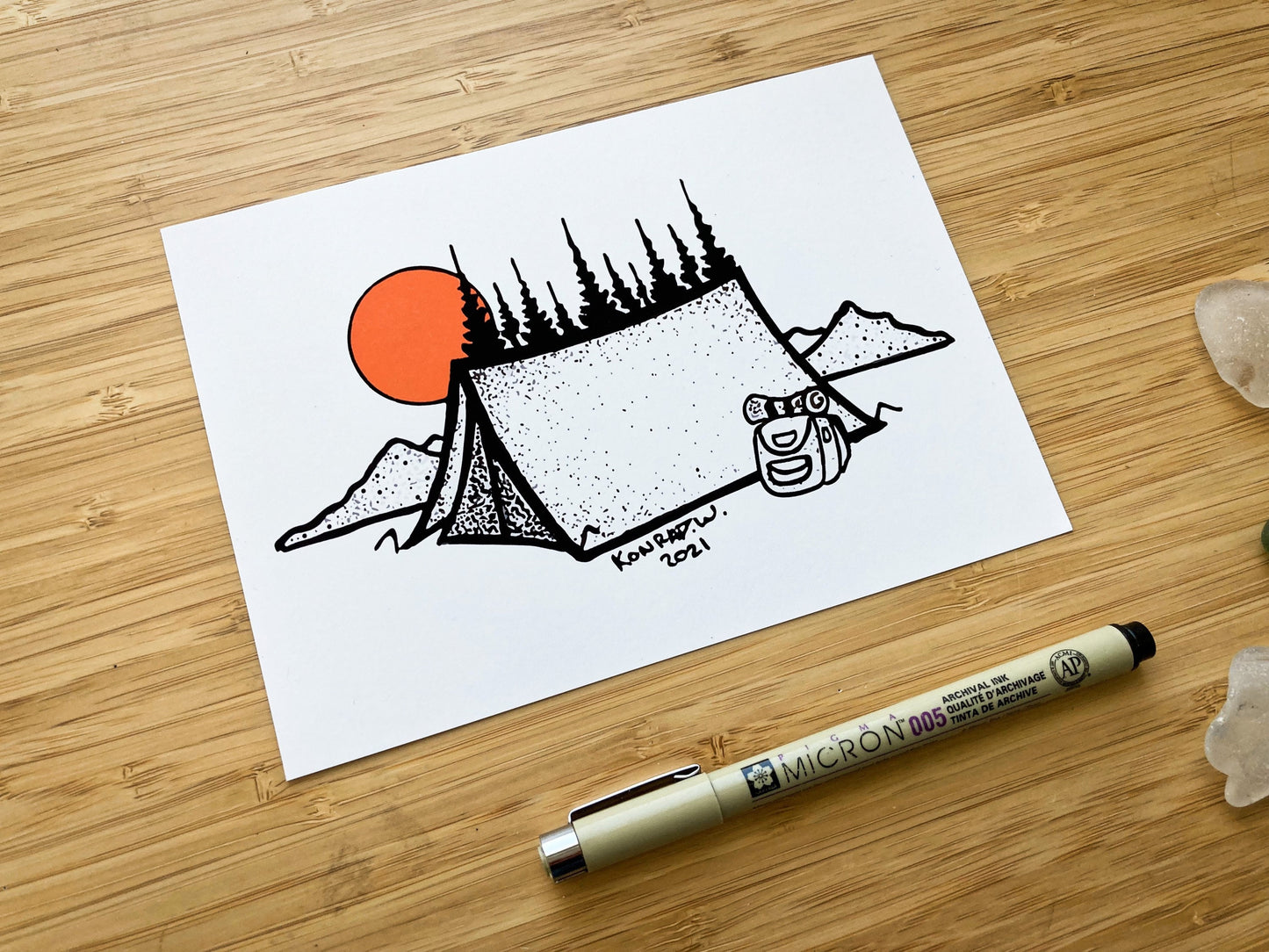 Camping Tent - Pen and Ink PRINT