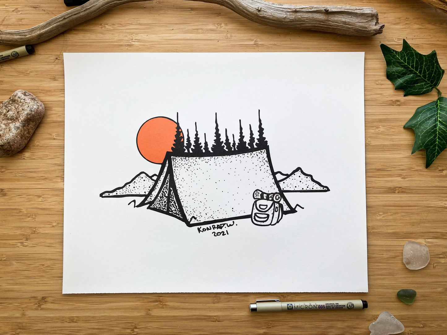 Camping Tent - Pen and Ink PRINT