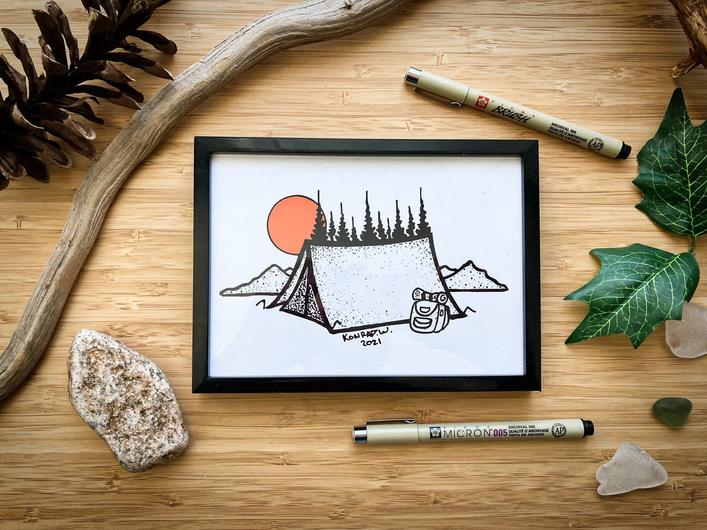 Camping Tent - Pen and Ink PRINT