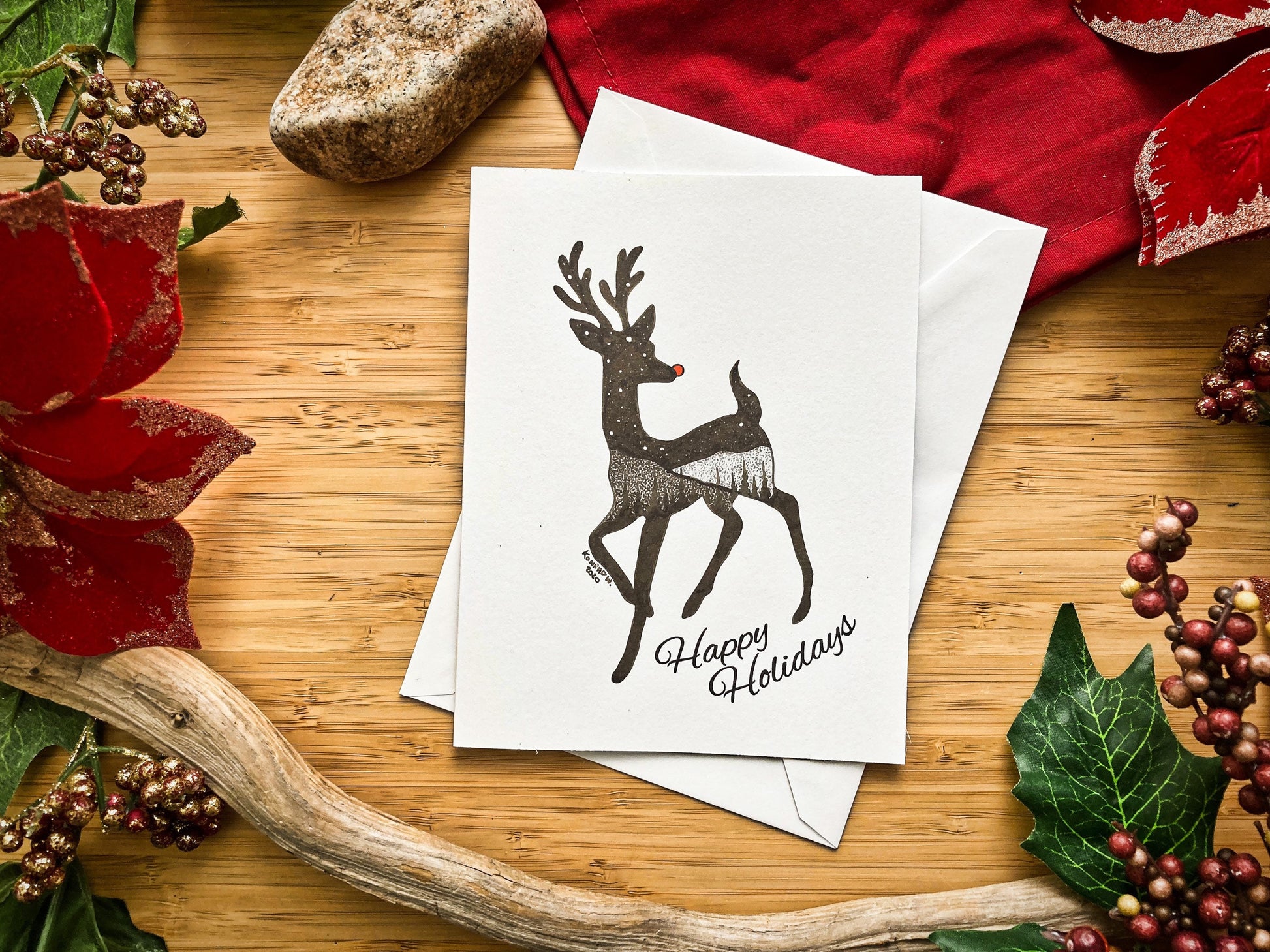 Rudolf Reindeer Holiday Greeting Card
