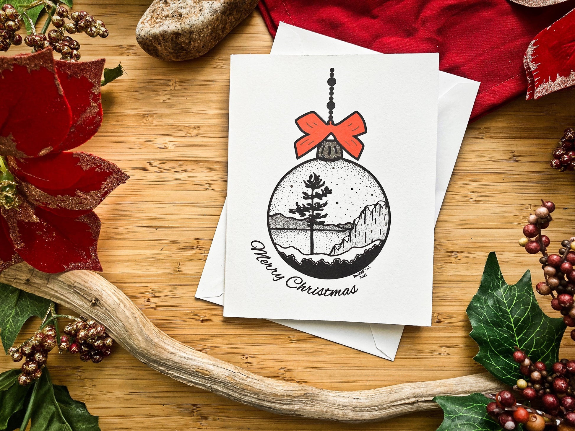 Nature Christmas Ornament Holiday Greeting Card
