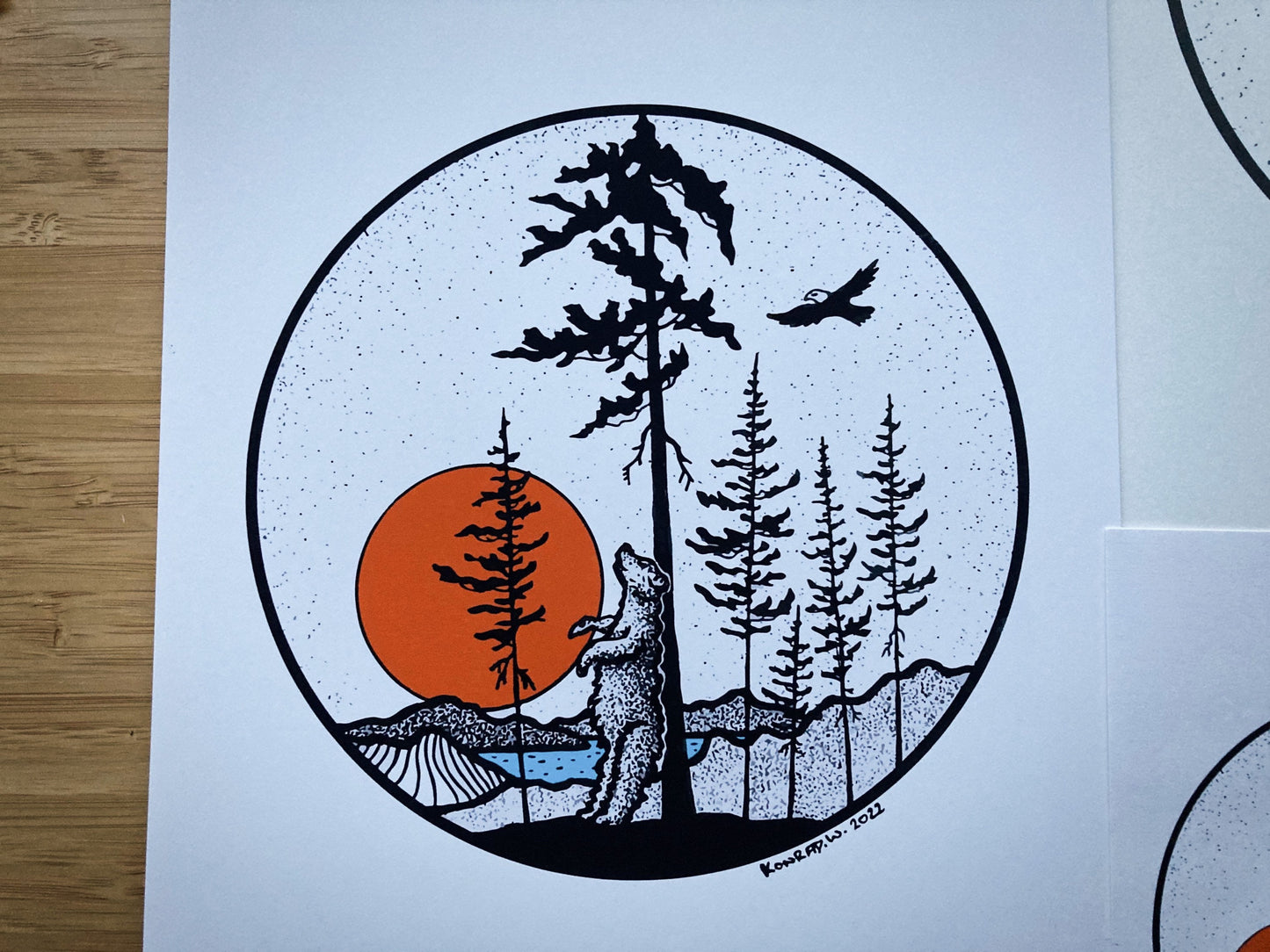 Back Scratching Bear - Pen and Ink PRINT