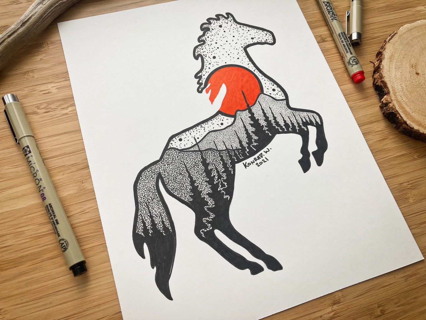 Jumping Horse - 8x10 ORIGINAL Pen and Ink Illustration