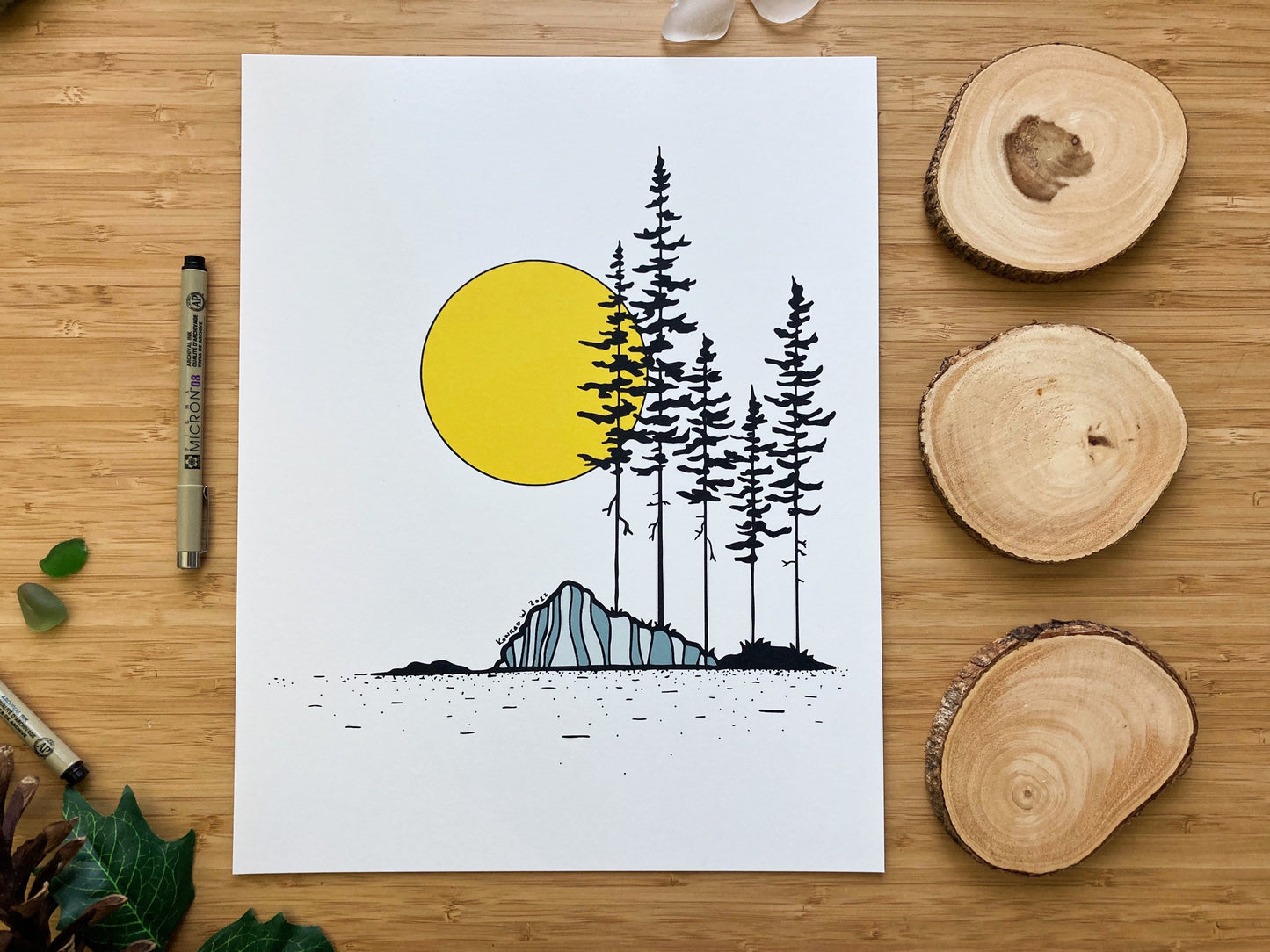 Rocky Island - Pen and Ink PRINT