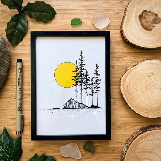 Rocky Island - Pen and Ink PRINT