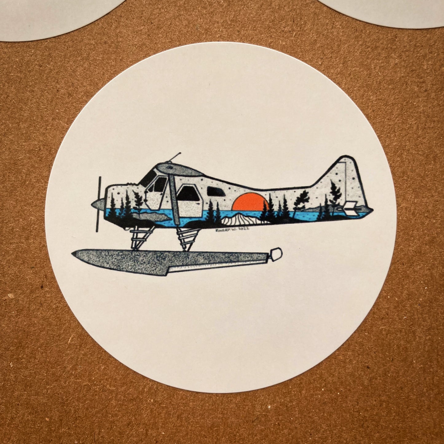 Float Plane Circle Sticker