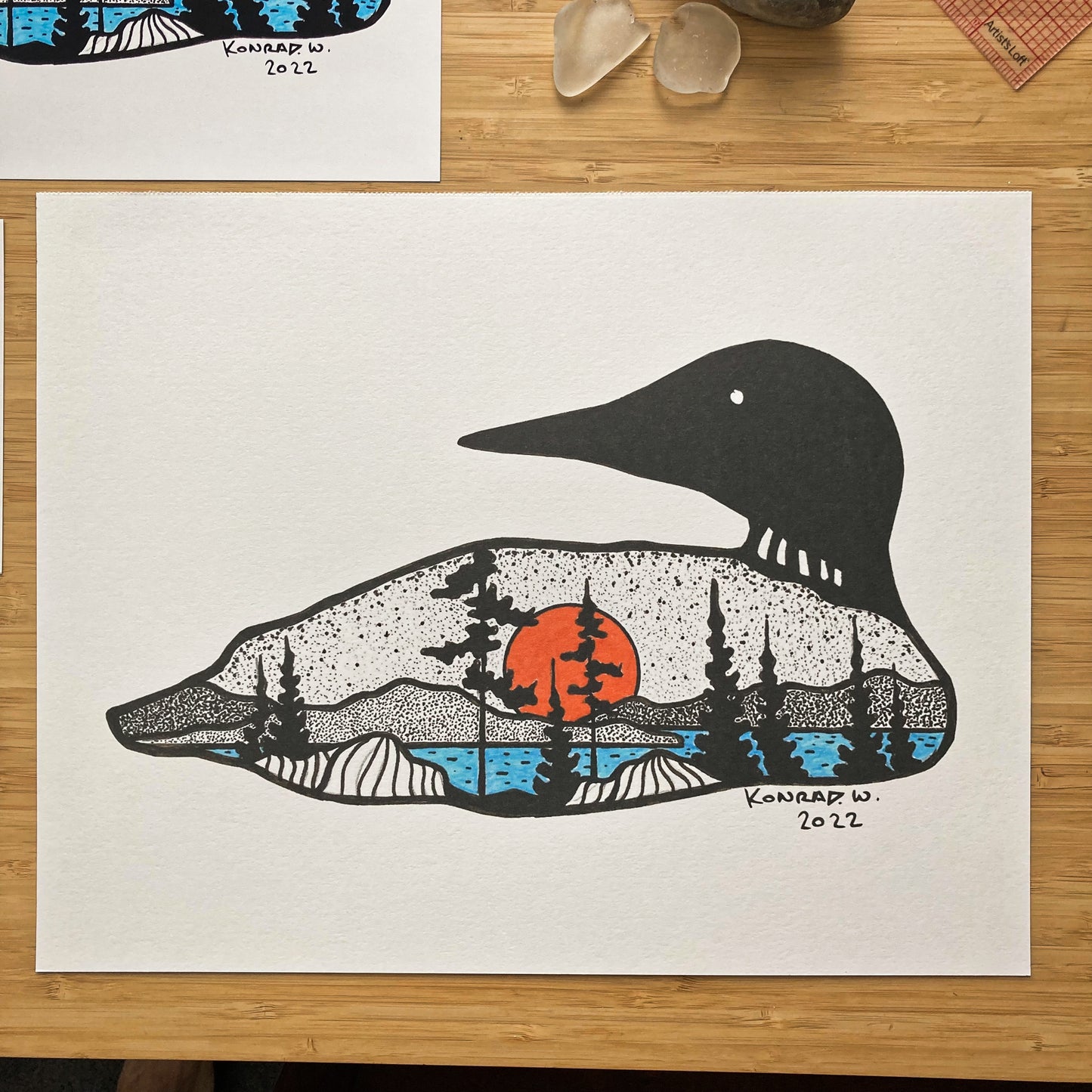 Loon Silhouette (2022) - Pen and Ink PRINT