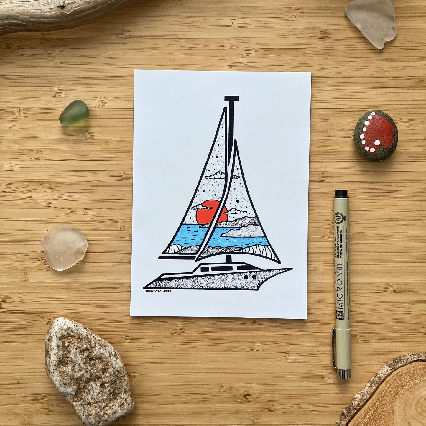 Sailboat - Pen and Ink PRINT