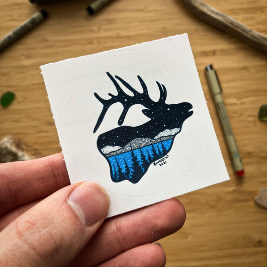 Elk Circle Sticker