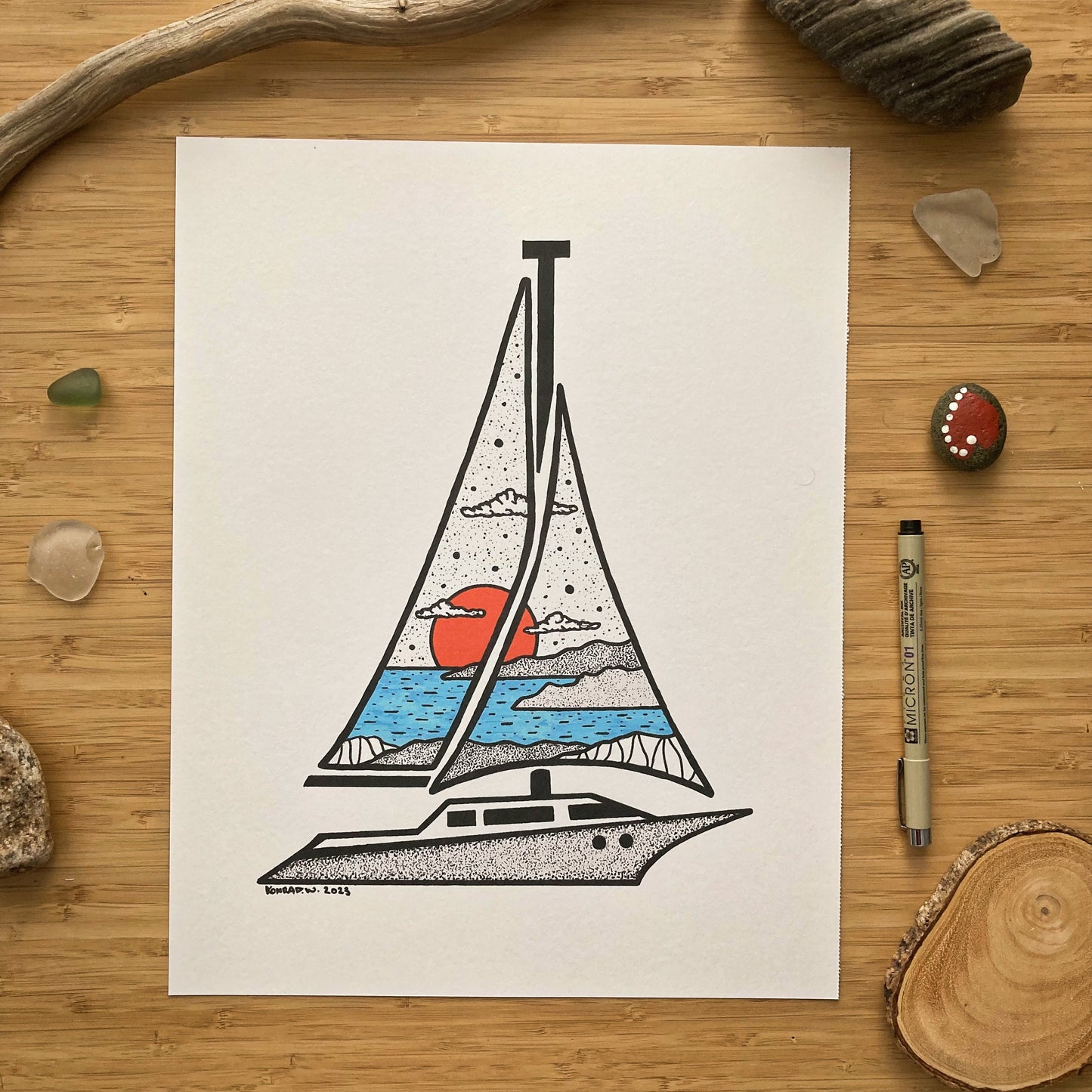 Sailboat - Pen and Ink PRINT